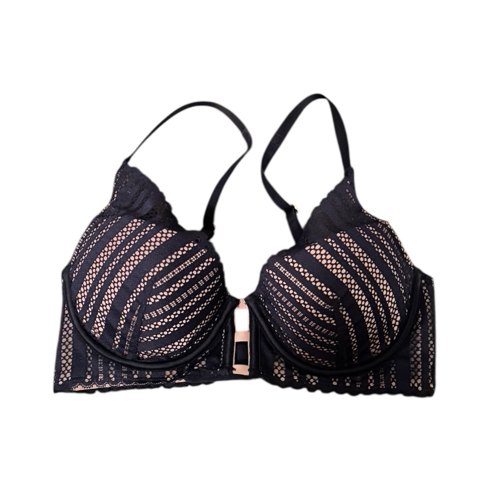 Victoria's Secret Navy/Blush Lace Wired Bra - 34C